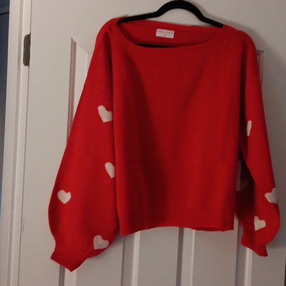 Pink Lily Sweaters - Pink Lily pink purpose red heart sweater nwt